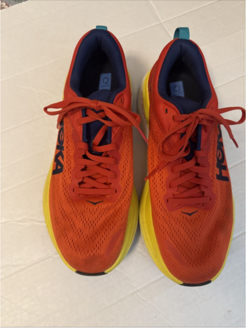 Hoka Bondi 8 Men’s US Size 8.5D Red/yellow Running Shoes Sneakers - Picture 3 of 8